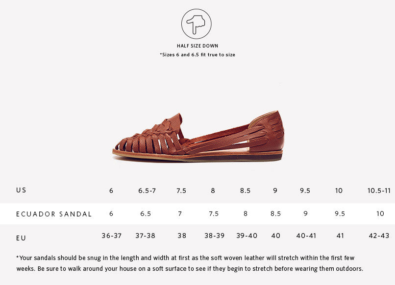 huarache size chart