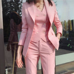 3 Pc Pink Pants Suit Office Formals Parties Jacket & Pants+Vest