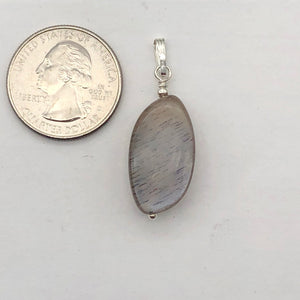 Moonstone Chatoyant Sterling Silver Drop Pendant | 1 1/2" Long | Silver Gray |
