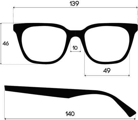 KUGO Biodegradable glasses Aston - dimensions