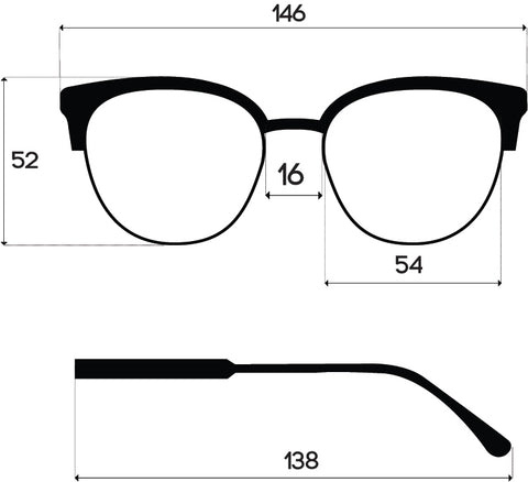 KUGO Biodegradable sunglasses Irving - dimensions