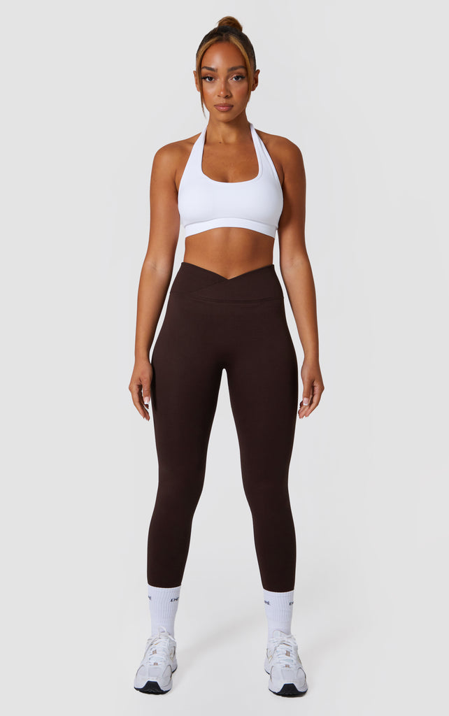 Cross Waist Band Scrunch Leggings - Black