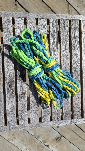 Thinner yellow cotton shibari rope