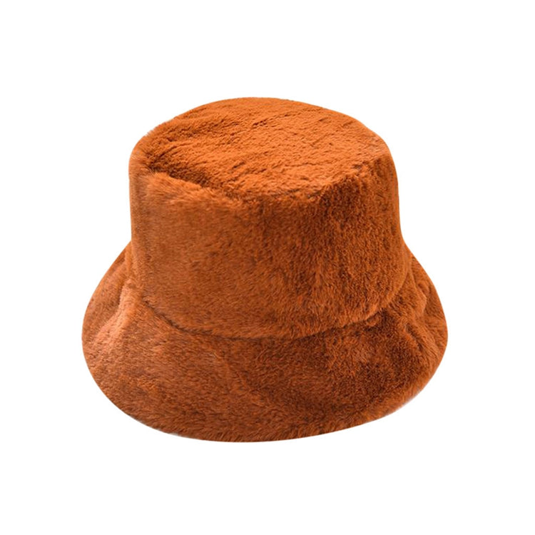 fuzzy brown bucket hat