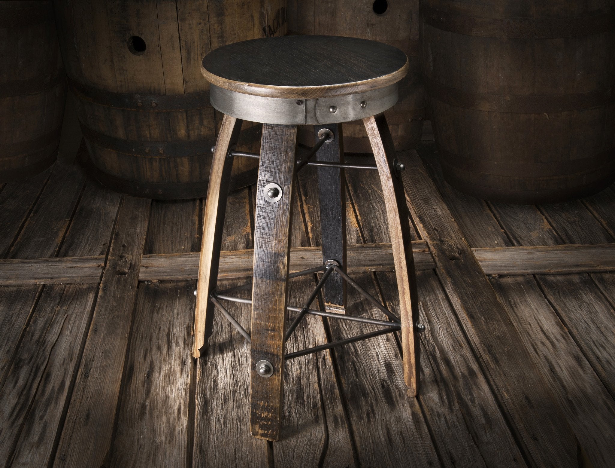 Whiskey Wood Bar Stool Swivel Seat Heritage Handcrafted