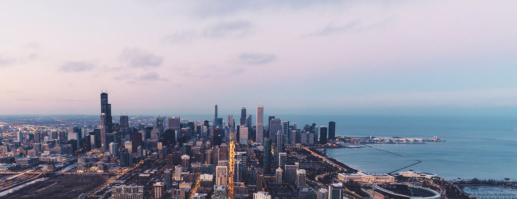 Cityscape taken from a drone of Chicago