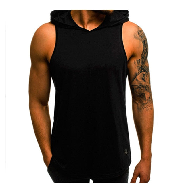 mens sleeveless gym hoodies