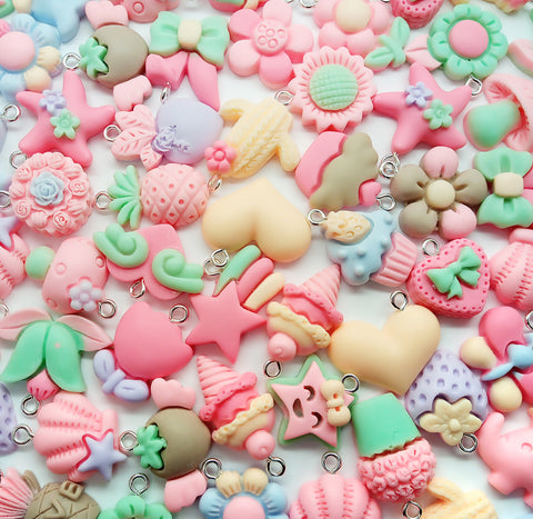 Pastel Food Charm Assortment, 20 pc Kawaii Candy and Sweets