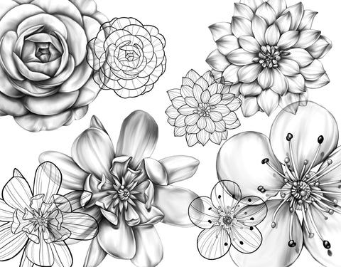 104 Floral Procreate Tattoo Brushes & Stamps compatible with iPad and iPad Pro for Tattoo Artists