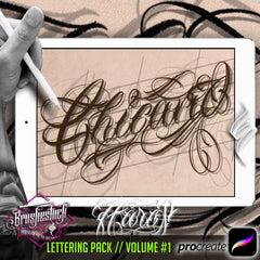 218 Chicano Lettering Tattoo Pack for Procreate application by haris jonson