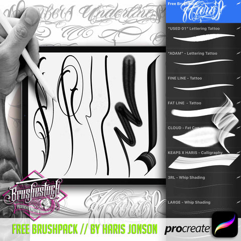 Paid Procreate  Tattoo Basic Stencil Set  Free Brushes for Procreate