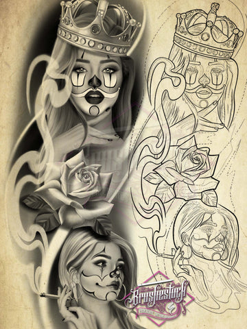 Chicano Tattoo Procreate Pack for iPad by Brushestock