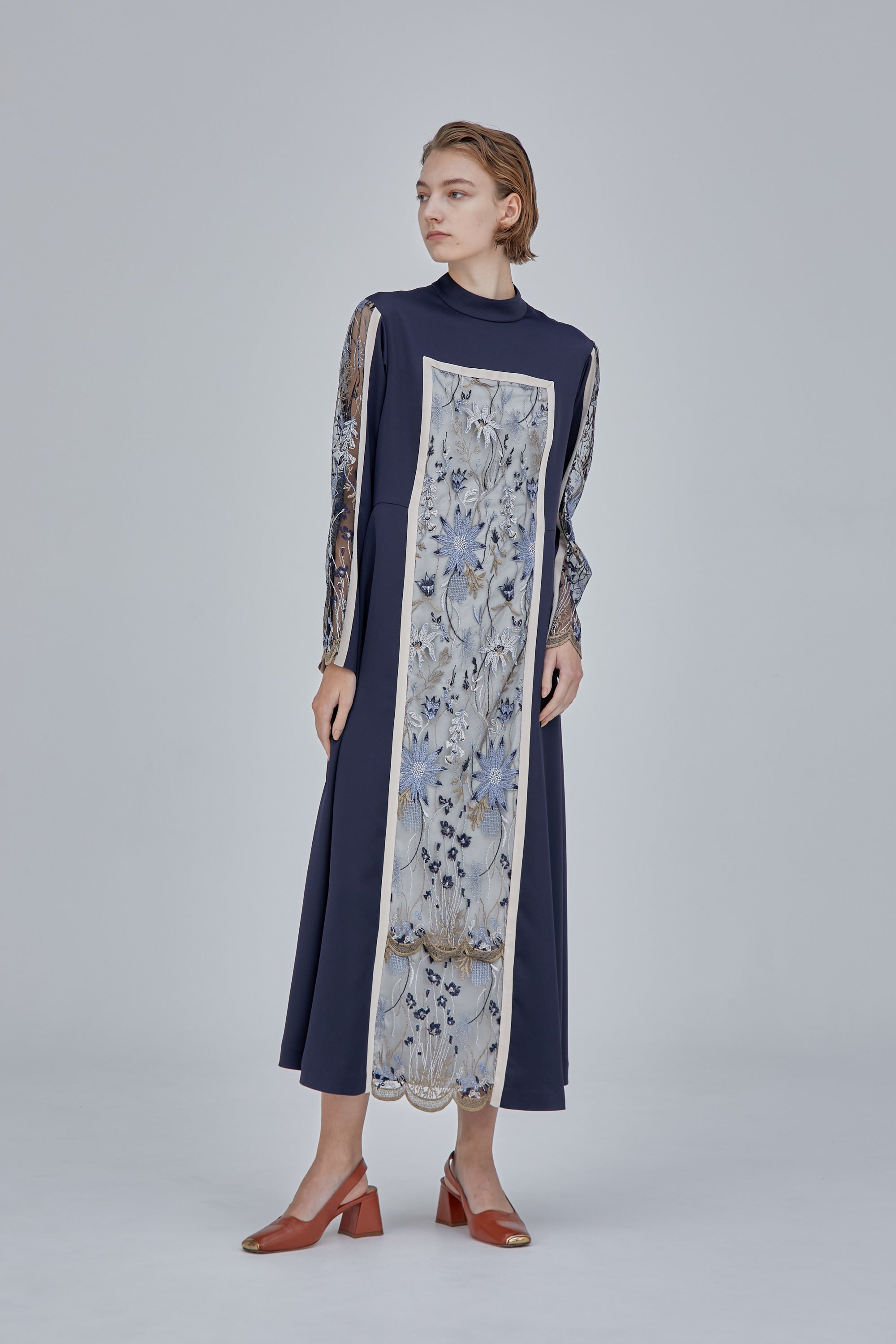 Framed flower dress (Navy) – MURRAL