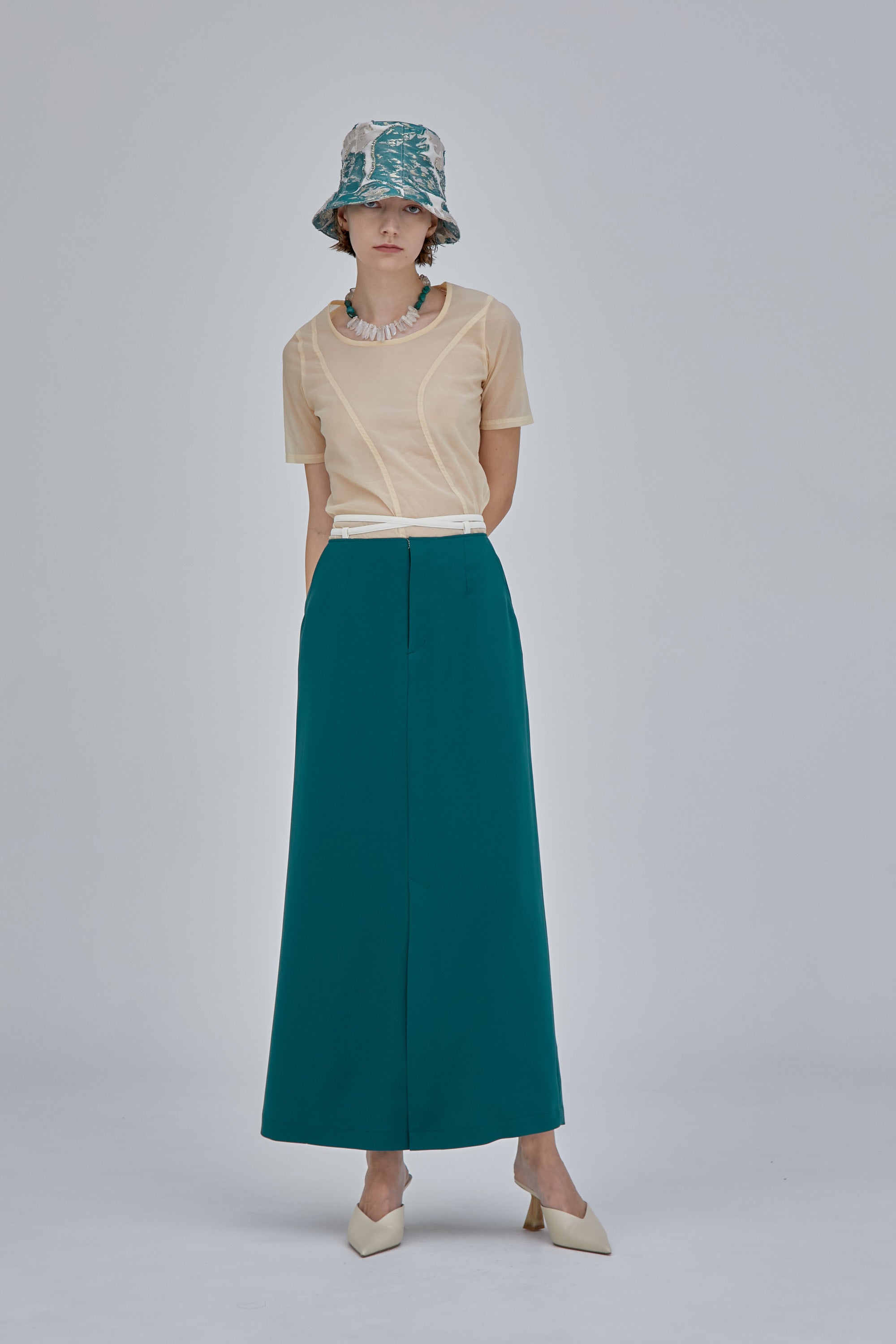 murral 23SS String slit skirt (Green)-connectedremag.com