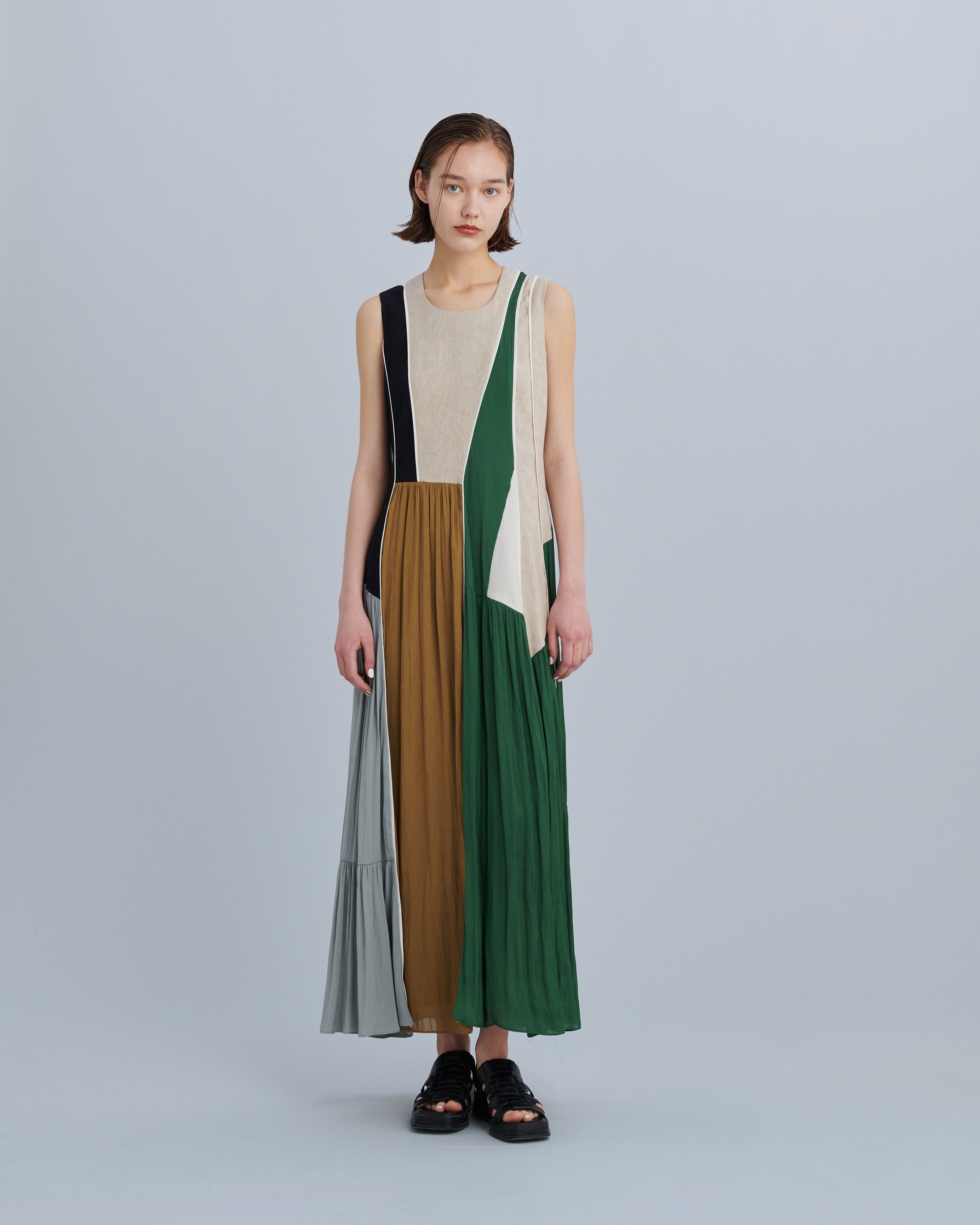 新品タグ付き MURRAL Leaf vein dress(Green)-toeic.or.id