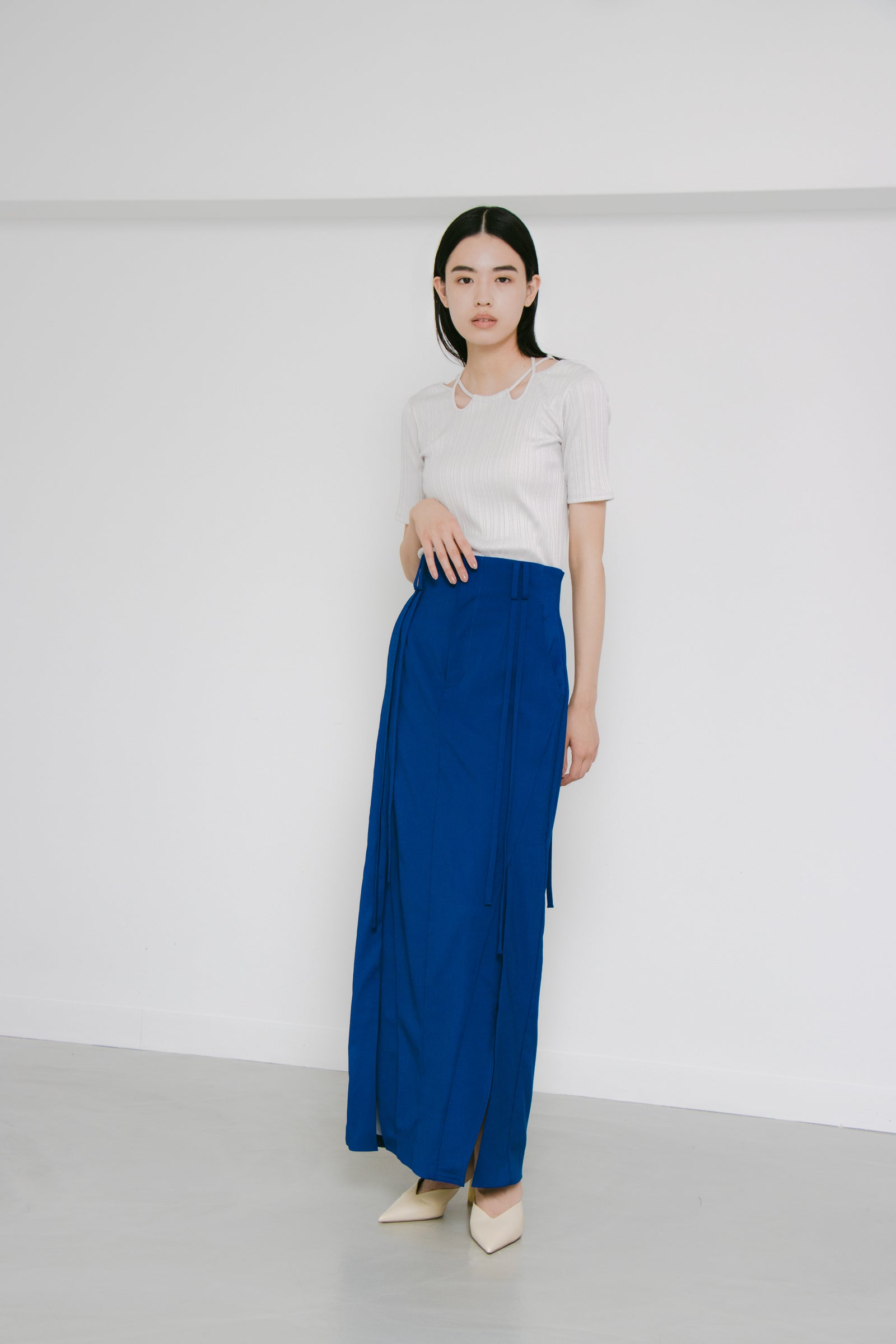 パステルオリーブ murral 23SS String slit skirt (Green) - 通販