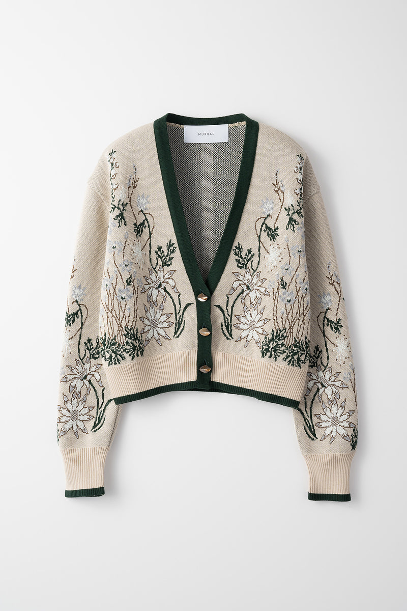 MURRAL-Framed flower knit short cardigan-