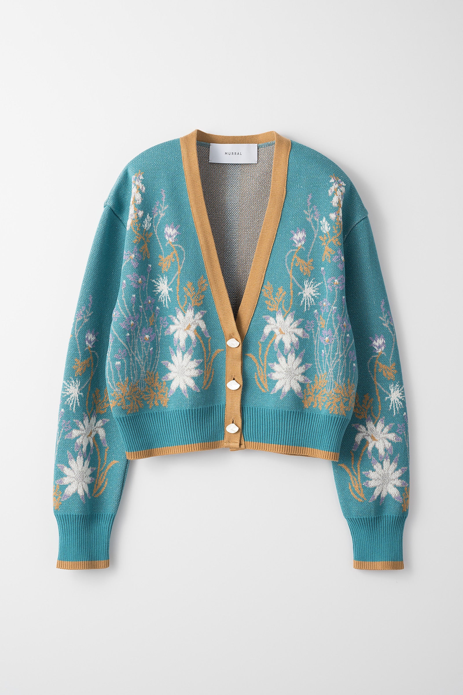 Garden flower knit cardigan (Light blue) – MURRAL