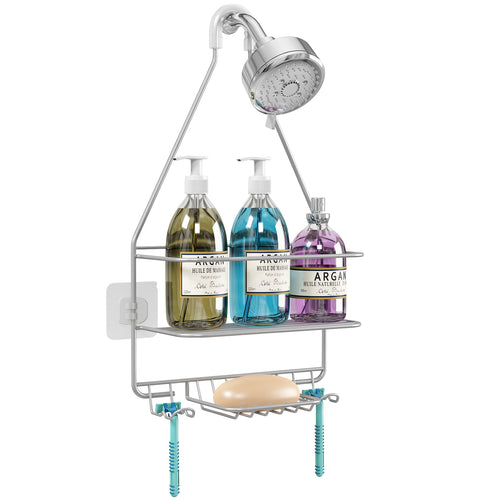 SRIWATANA Shower Caddy Organizer Hanging Over Head, Bathroom Shower Rack  Hanger with Hooks for Razors - Bronze