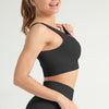 Ribbed Scoop Neck Backless Sports Bra