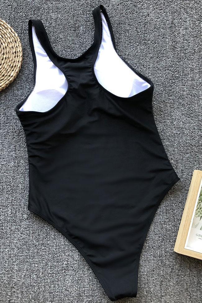 high neck racerback swimsuit