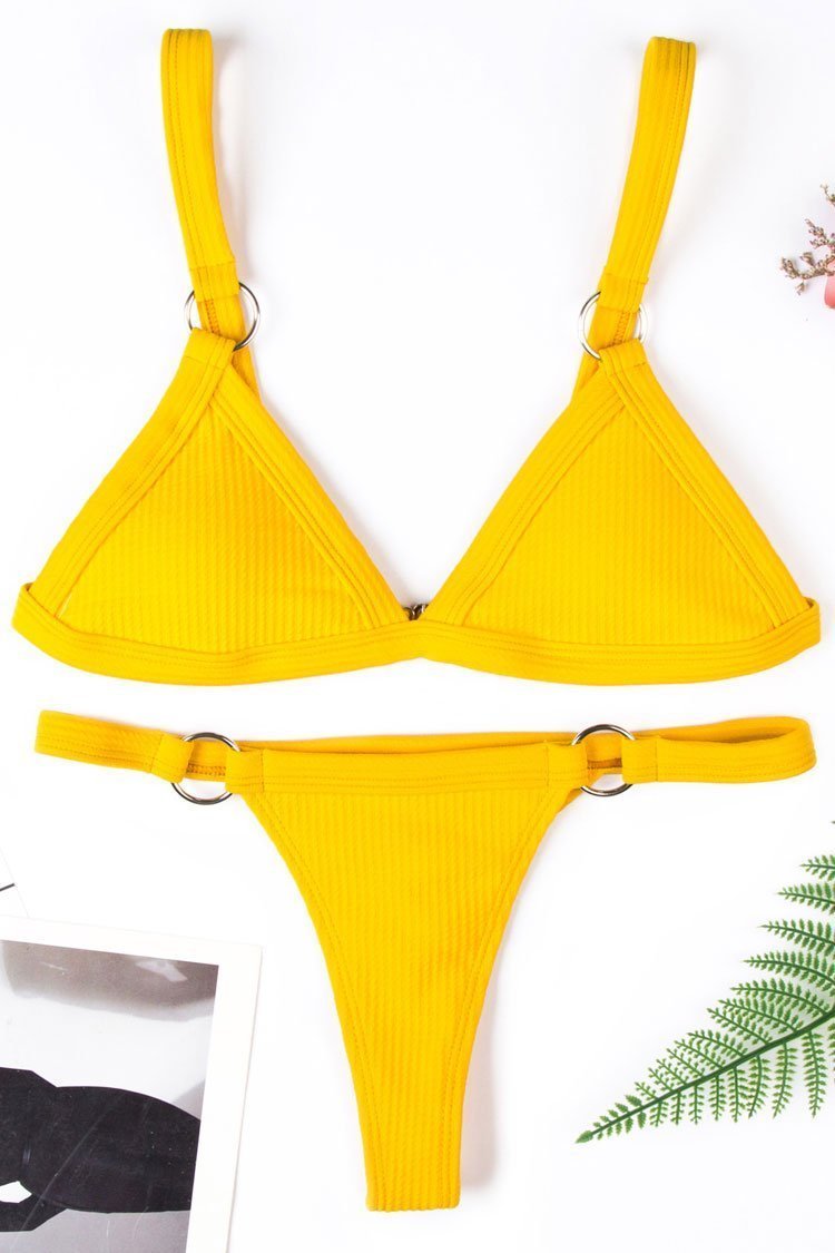 ribbed yellow bikini