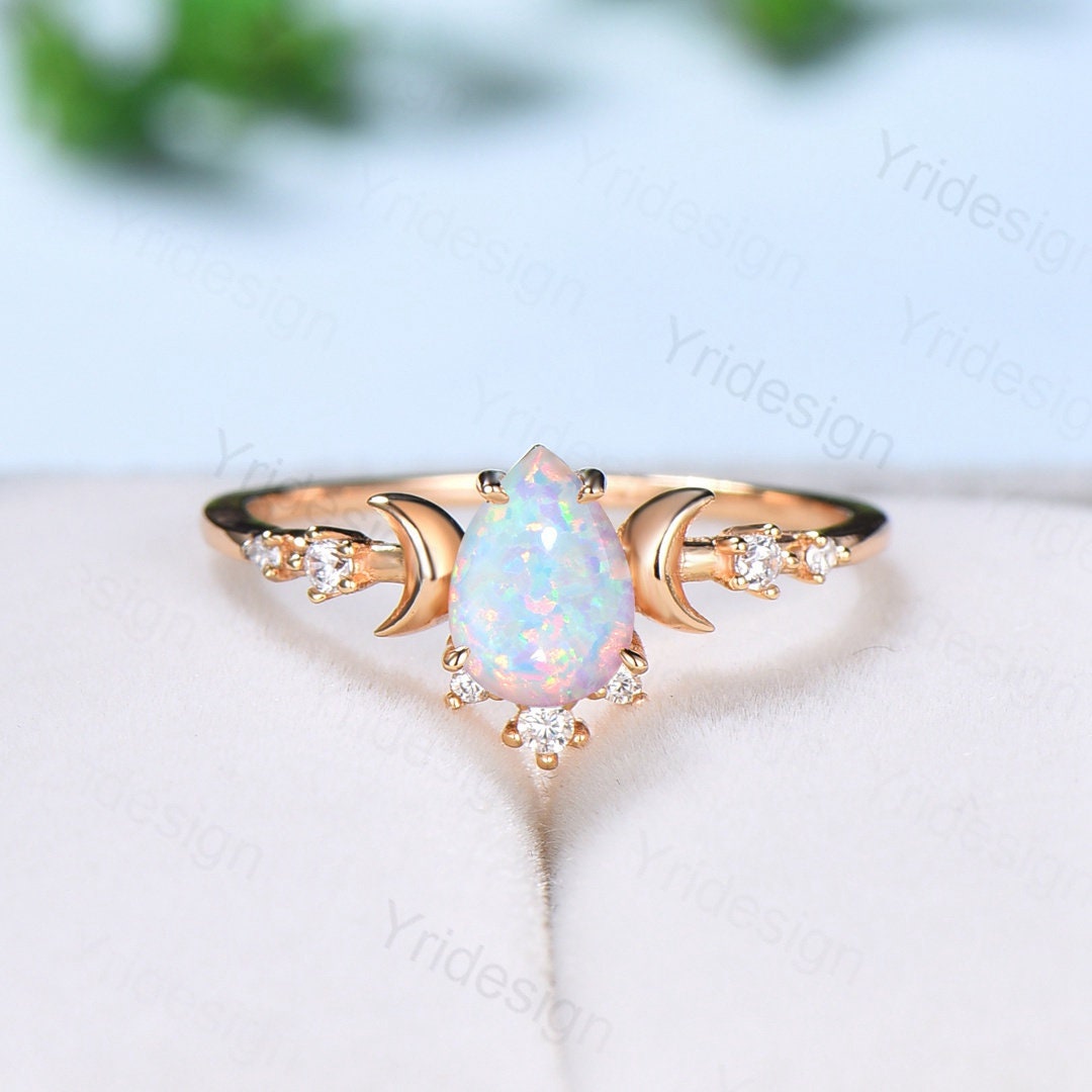 French Art Nouveau Large Opal Ring 18k Gold - Victoria Sterling