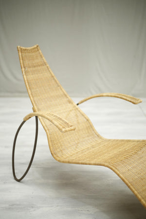 rattan sun lounger curved