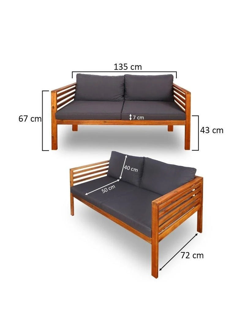 Acacia Wood Sofa Set with Table - Image 7
