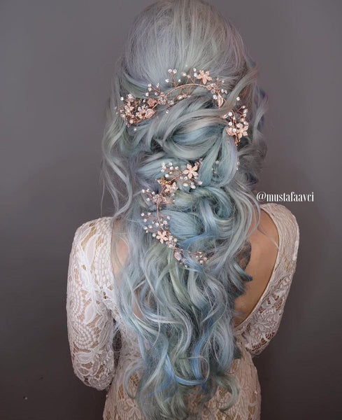@mustafaavci  bridal hair silver blue