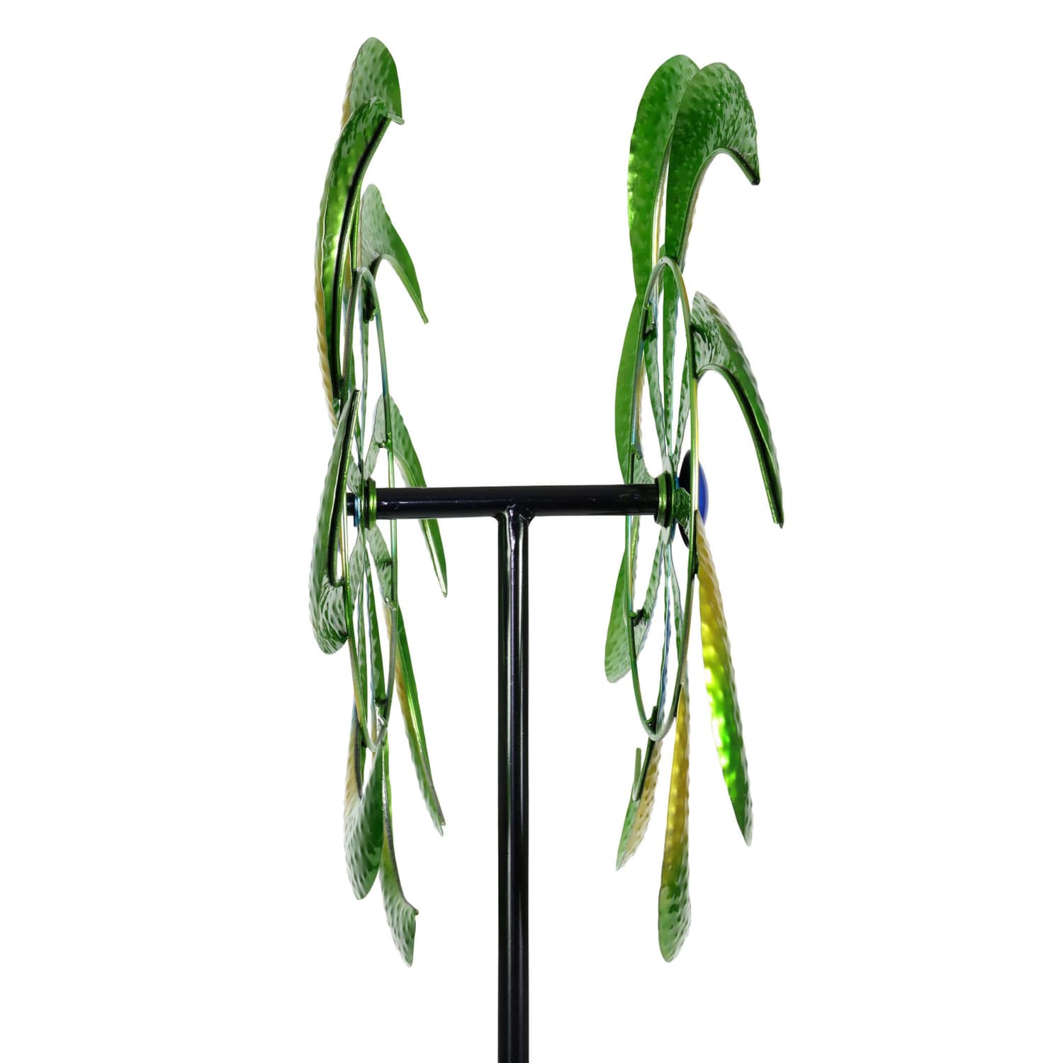 Colorful Double Kinetic Pinwheel Metal Garden Spinner Stake, 18 by 70 Inches - Image 9