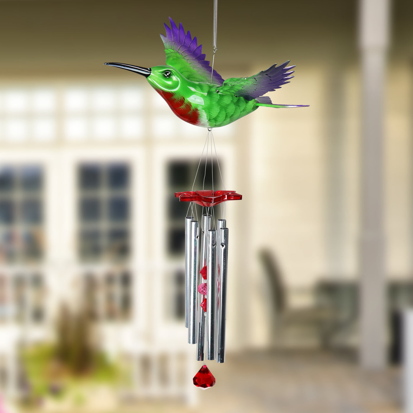 Large Windywings Hummingbird Wind Chime 13 By 24 Inches Exhart Home Garden Decor