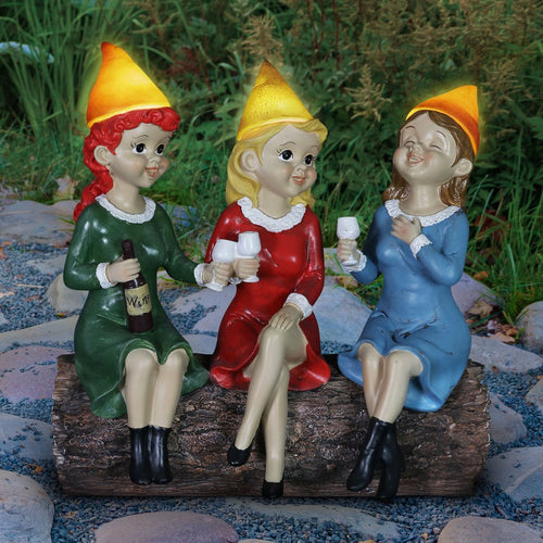 Good Time Gal Drinking Wine Gnomes By Exhart