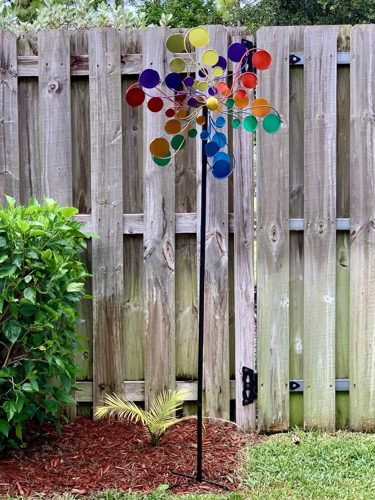 Giant Psychedelic Multicolor Wind Spinner Garden Stake, 24 by 83 Inches