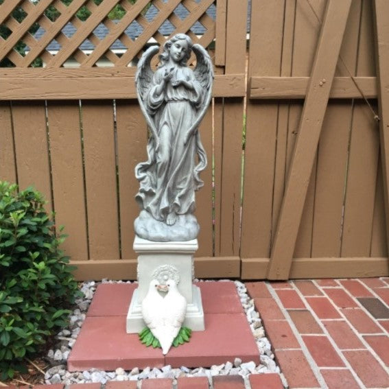 Heavenly Angel Garden Statue in a Natural Resin Finish, 27 Inch