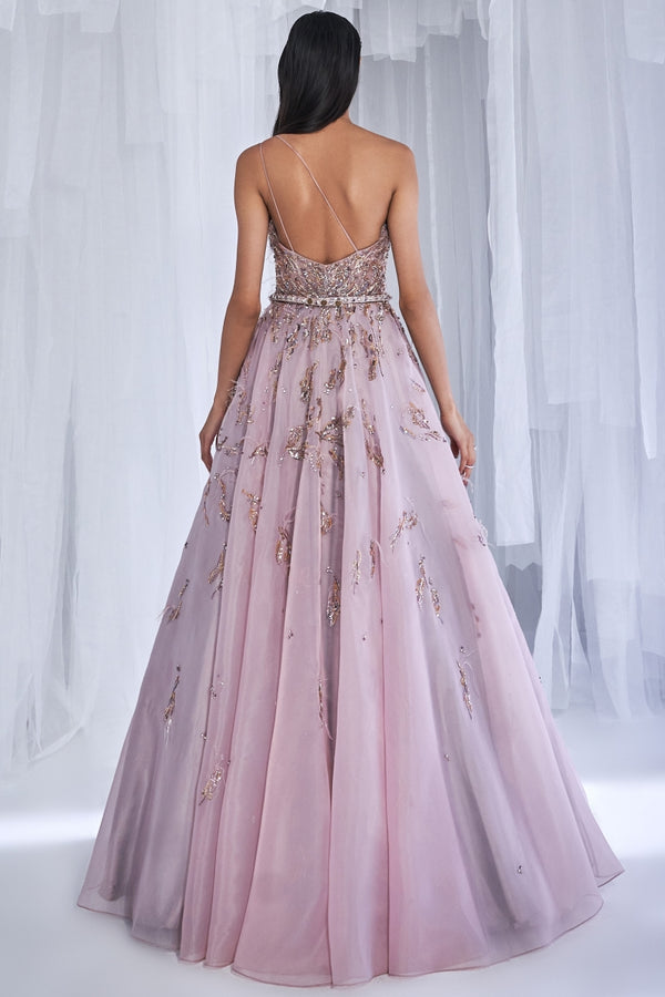 Trisvaraa Silk Organza Gown | Pink, Pure Silk Organza, Round, Full | Organza  gowns, Silk organza, Pink long dress