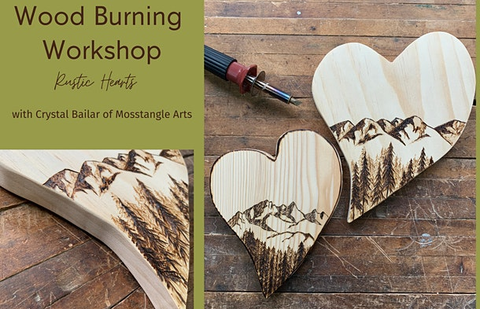 Galentine's Party Ideas | Mosstangle Arts Woodburning Workshop: Rustic Hearts