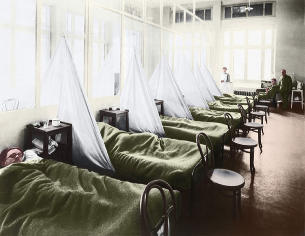 1918 influenza ward at a US army base in France digitally enhanced with color