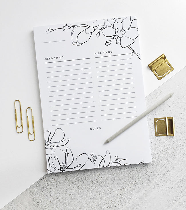 Floral To Do List Desk Pad