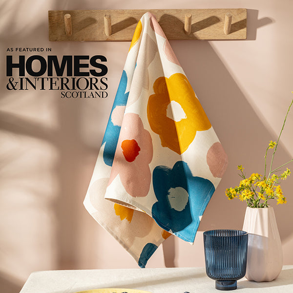 Floral Tea Towel as featured in Homes & Interiors Scotland Magazine (Nov/Dec 2022)