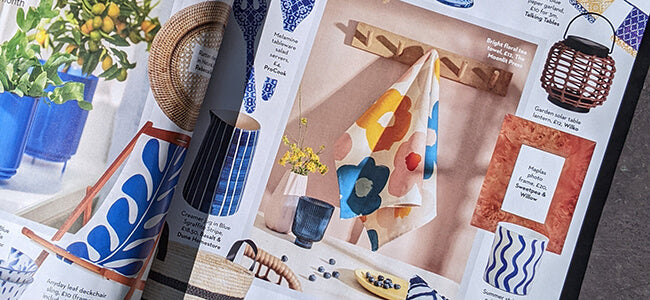 Floral Tea Towel featured in Ideal Home Magazine August 2023