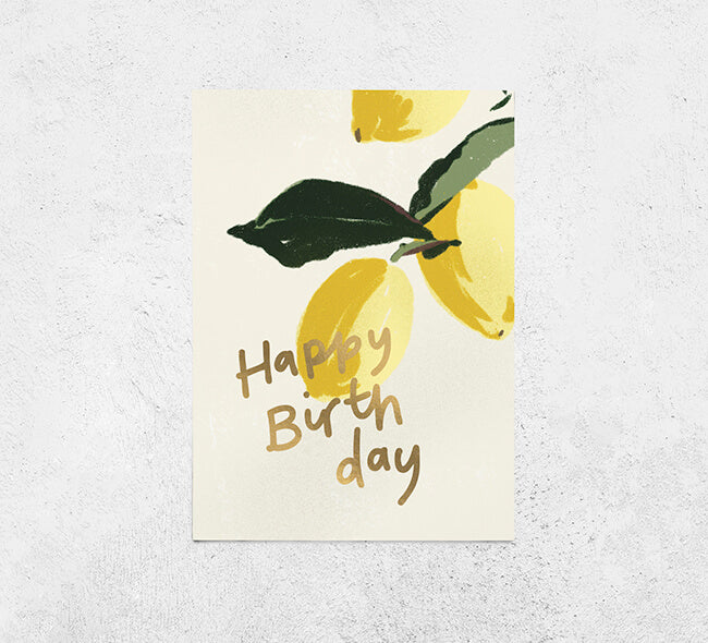 Yellow Lemon Happy Birthday Card