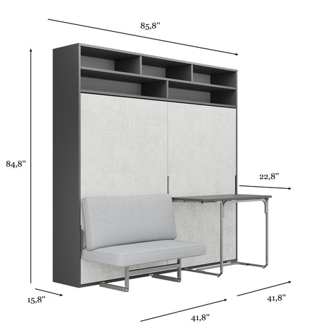 Miraldi Longa White - Wall Bed With Sofa & Desk - image 1