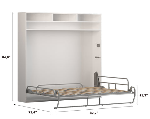 Element - Light Oak Horizontal Murphy Bed with Shelves