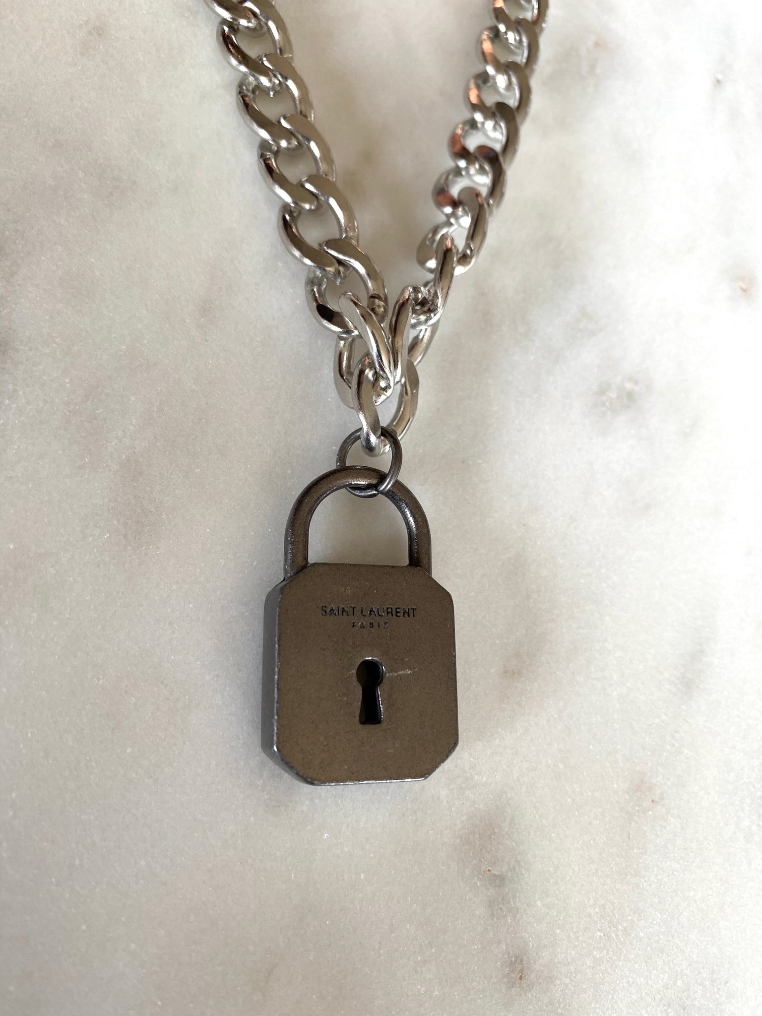 saint laurent padlock necklace