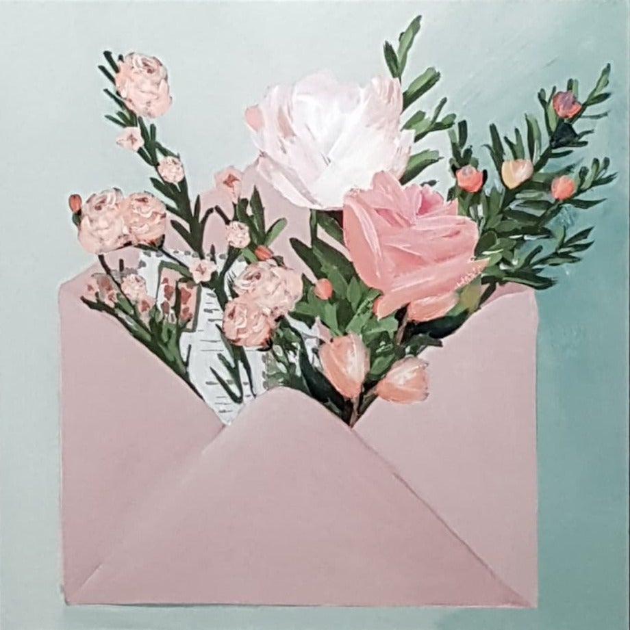 Blank Card Beautiful Flowers In A Pink Envelope Card Gallery Online Ireland