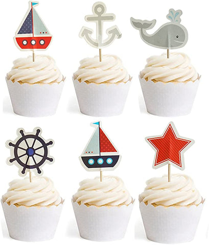 Nautical Cupcake Toppers Whale Cake Decorations