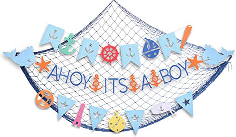 Ahoy It’s a Boy Baby Shower Nautical Decorations for Boy 