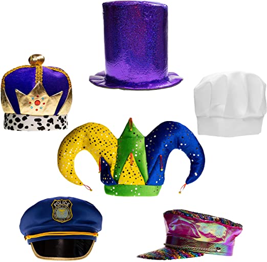 Assorted Party Hats Set of 6 Funny Dress Up & Costume Hats 