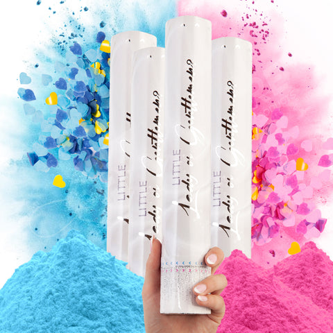 Premium Confetti Cannons with a blue & pink powder and Hear-Shaped pieces